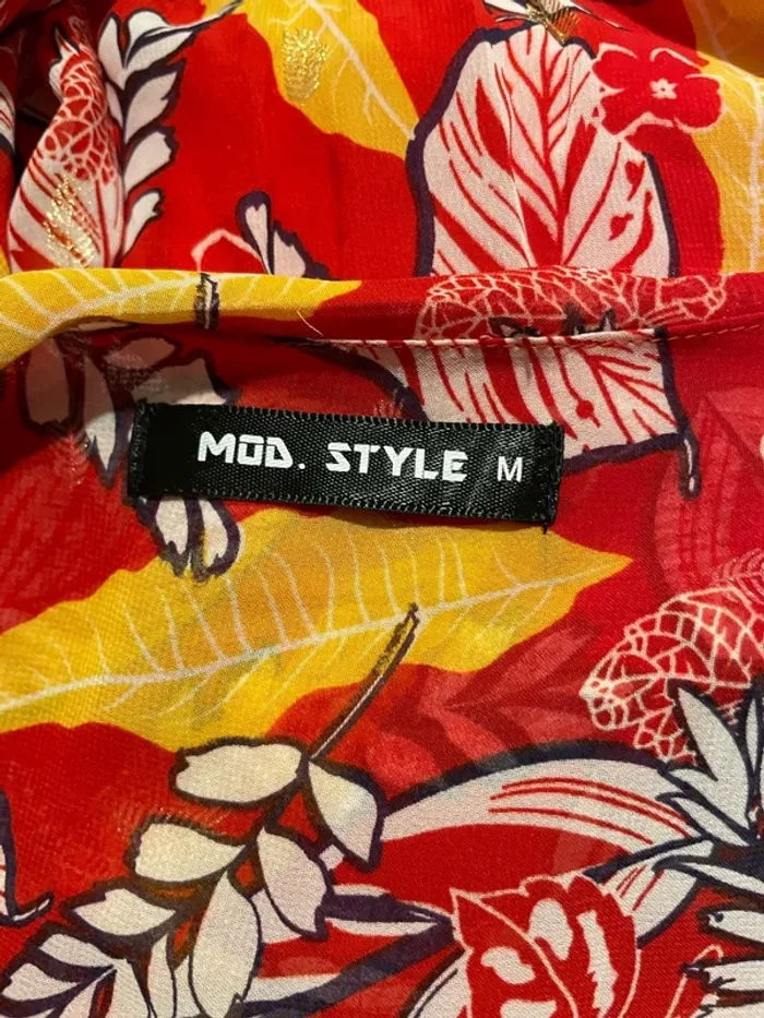 Robe longue Mod Style taille M rouge motifs multicolore - photo numéro 7