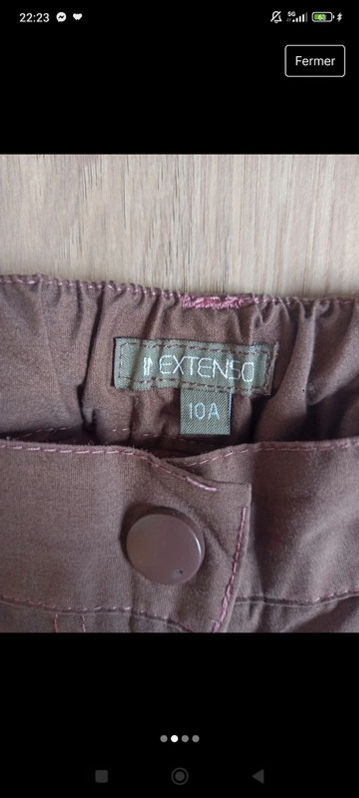 Pantalon marron in extenso 10 ans poches sur les côtés avec petit nœud - photo numéro 2