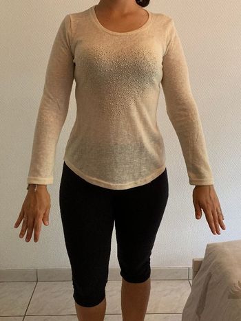 Pull fin motif coeur en strass