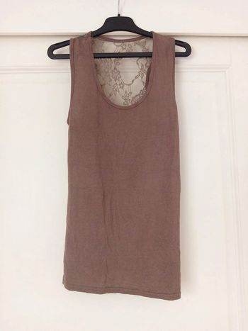 t-shirt débardeur dentelle marron taupe taille unique