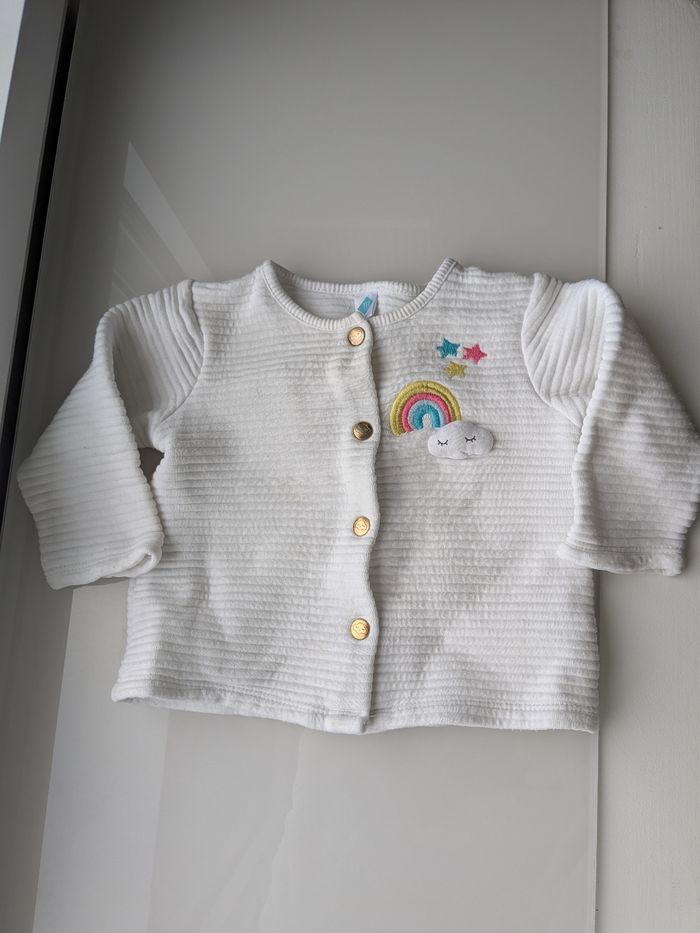 🌦️ Gilet bébé fille – Taille 24 mois – Motif arc-en-ciel