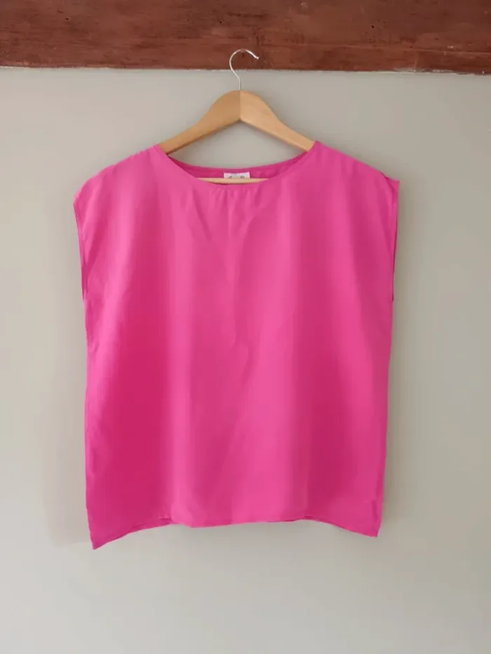T-shirt soie rose fluo - photo numéro 3