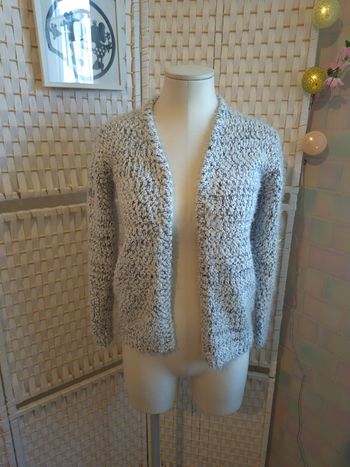 joli gilet épais In Extenso  Maille bouclée blanc & noir fille 12 ans