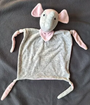 Grand doudou Elephant Rose / Gris - Smily