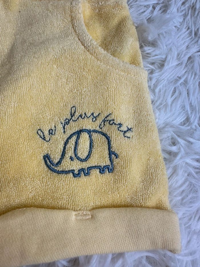 Short en éponge jaune p’tit bisou taille 1 mois - photo numéro 2