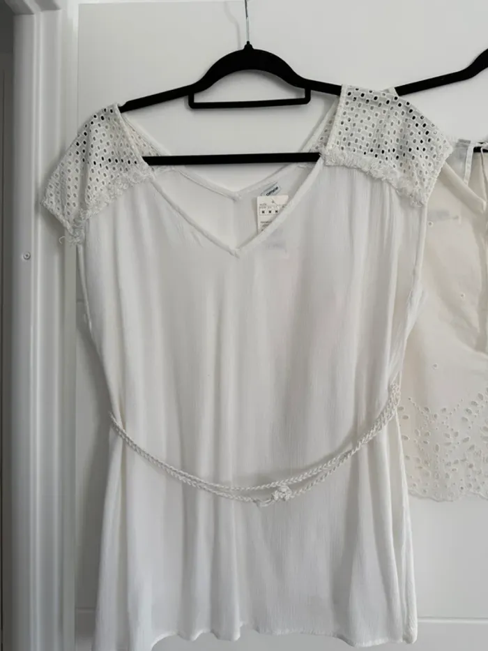 Haut t-shirt fluide blouse camicia blusa Camicetta camisa top crochet Ricamo topje Tanktop Camiseta - photo numéro 5