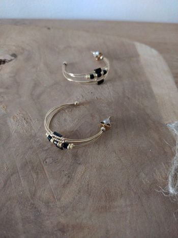 Boucles d'oreilles Bohm créoles onyx