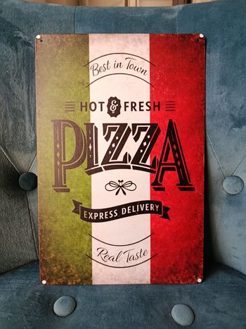 Plaque métal Pizza neuve 20x30cm