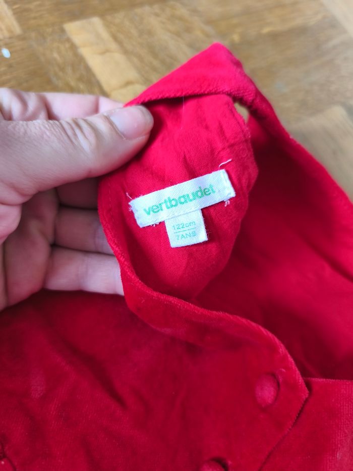 Robe velours rouge 7 ans vert Baudet jupe en tulle tutu a paillettes, fermeture noeud et bouton - photo numéro 6