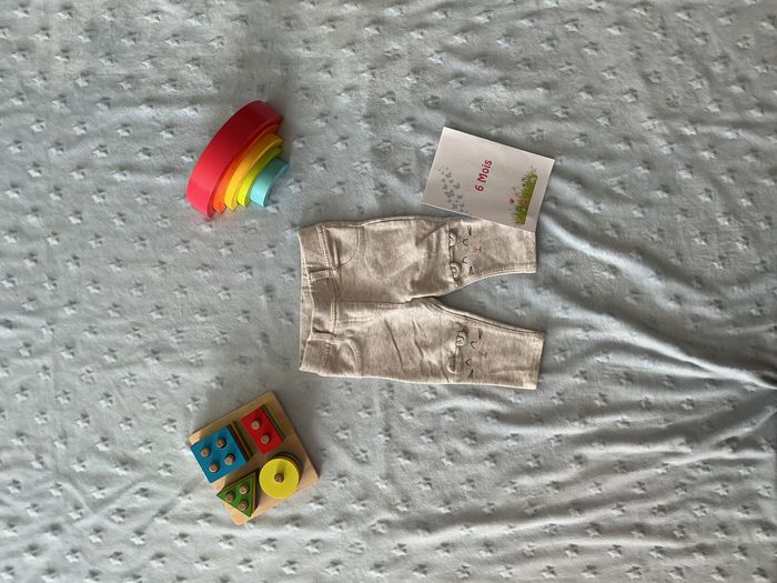 legging gris chiné tête de lapins sur le genoux 6 mois tex - photo numéro 1