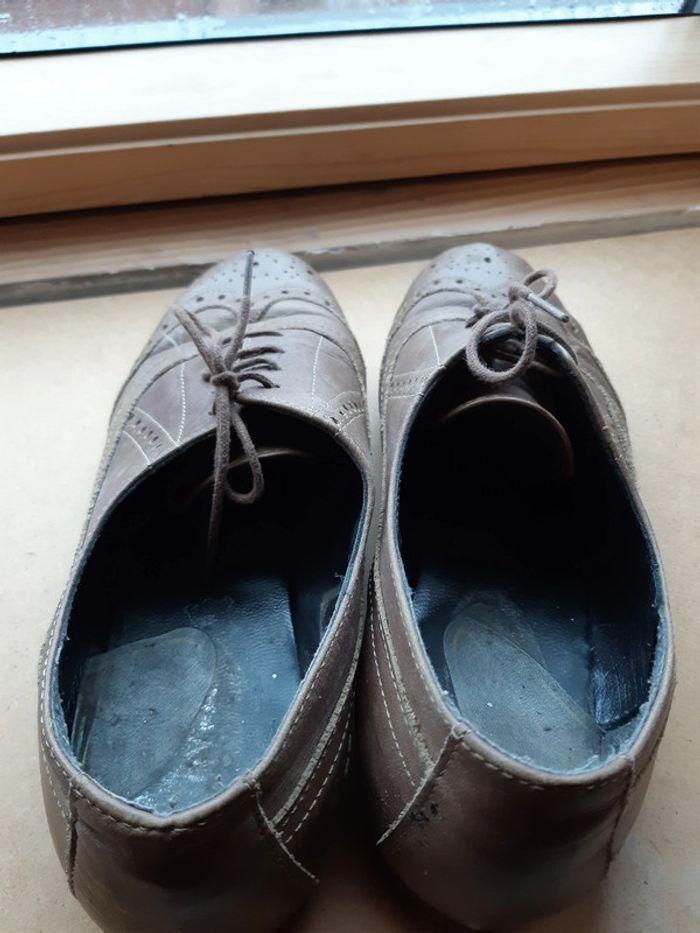 Chaussures richelieu cuir marron vintage 39 femme lacet - photo numéro 2