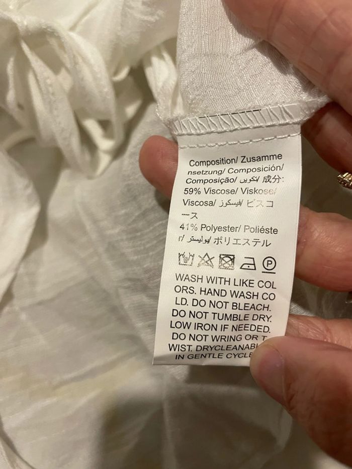Blouse tunique blanc col V fluide fronce devant neuf taille 36 - photo numéro 5
