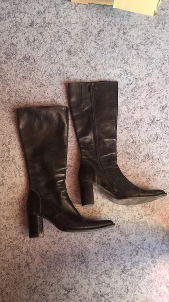 Bottes à talon cuir