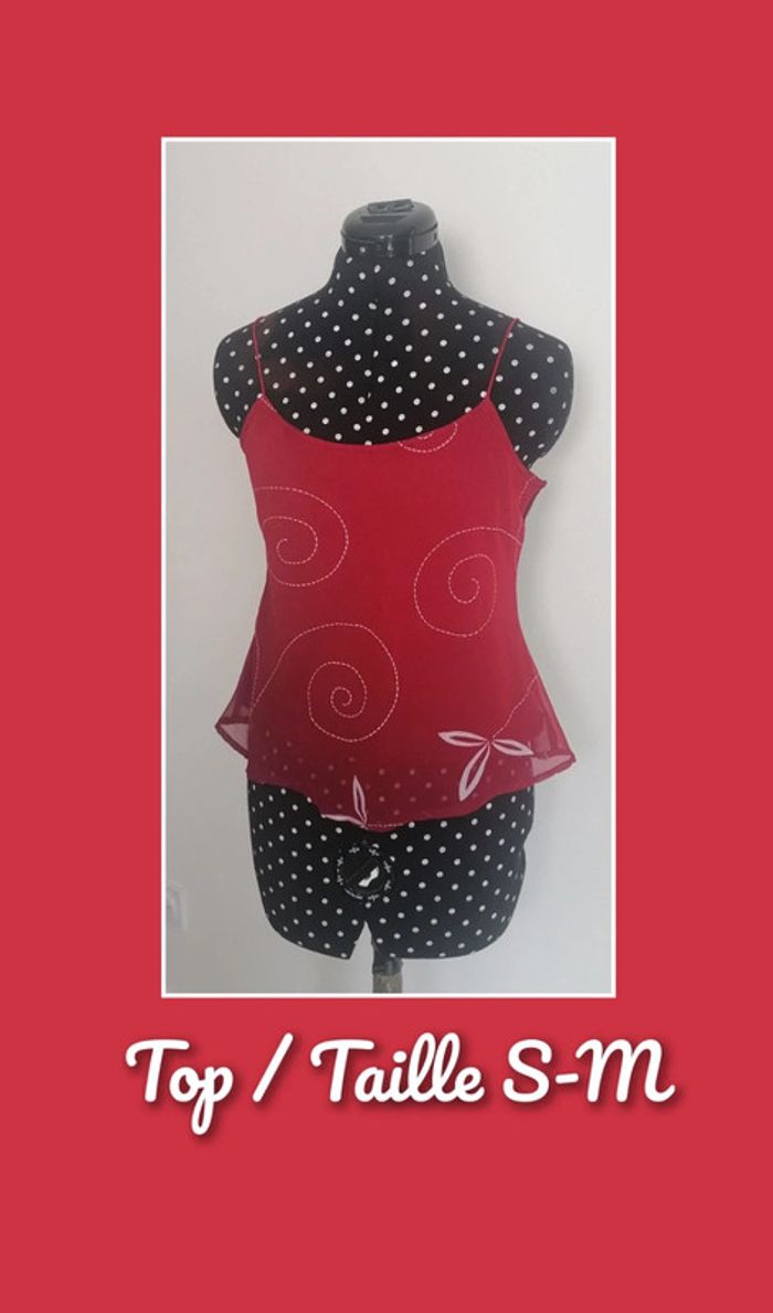 Top / débardeur fluide rouge Bordeaux Taille S/M