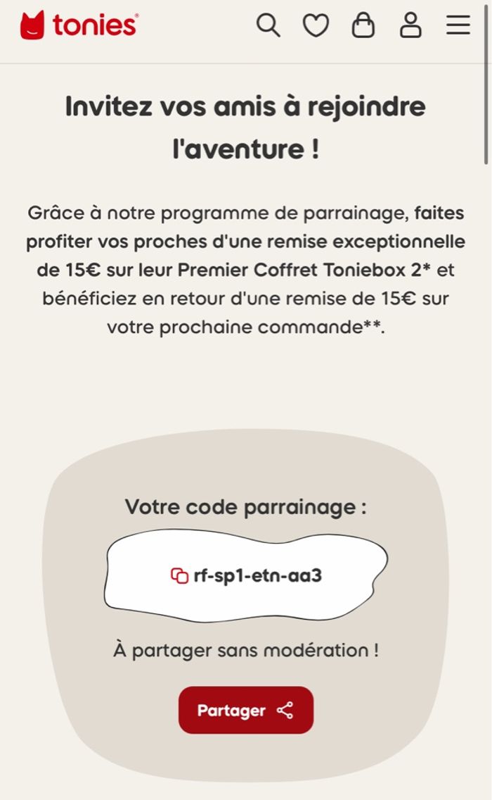 Code réduction 15€ tonies