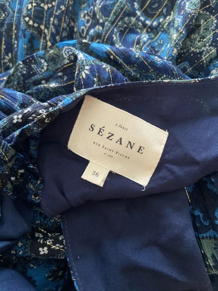 Robe à nouer dans le dos “Prunelle Arizona” Sézane Bleu Taille S - photo numéro 4
