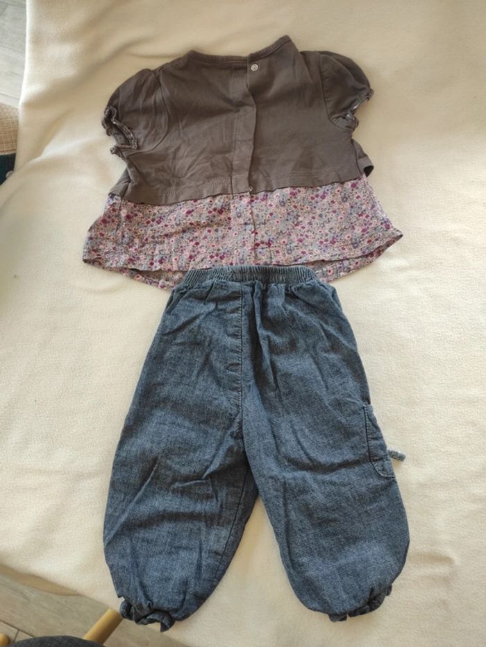 Ensemble fille jean et t-shirt 12 mois - photo numéro 2
