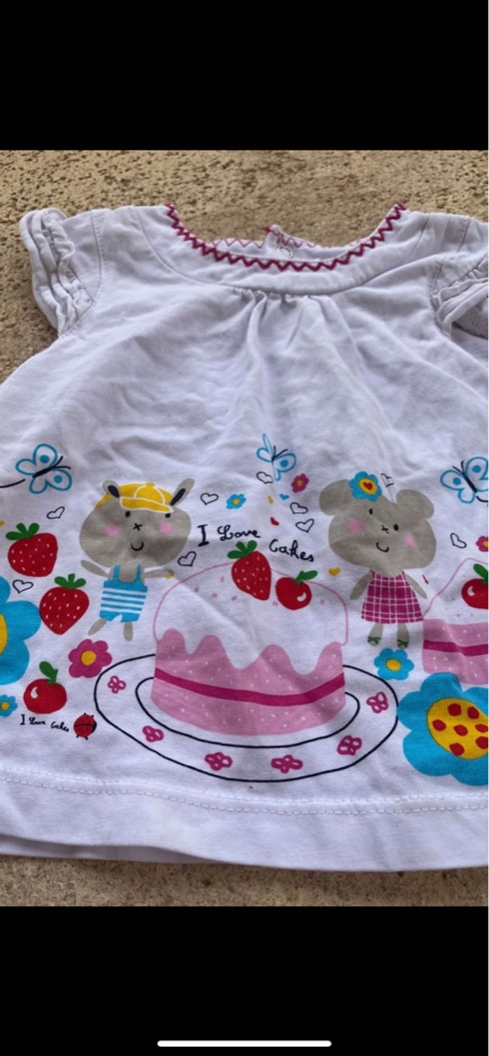 Tunique blanche imprimée oursons multicolore I love cakes - photo numéro 2