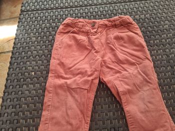 Pantalon. Réglable taille. Velours. Vieux rose. 12 mois. Bout'chou
