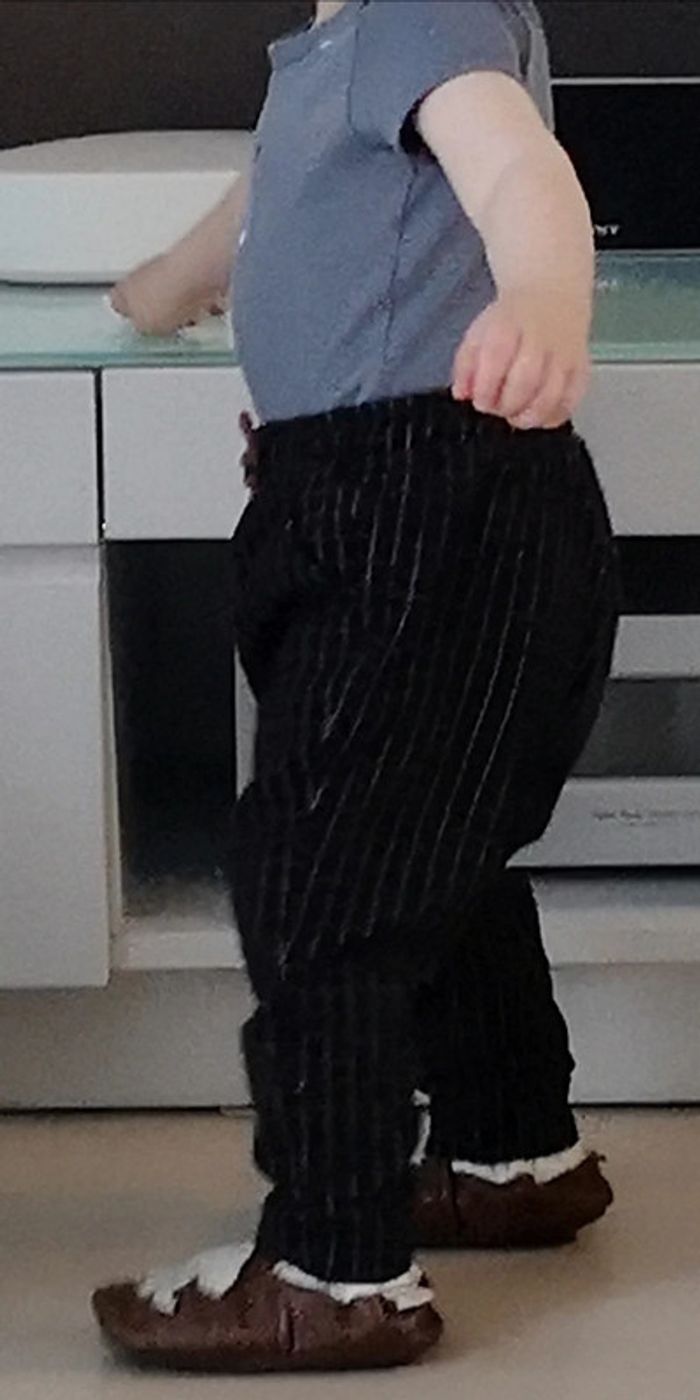 Pantalon en molleton bébé taille élastiquée - carreaux gris béton - photo numéro 4