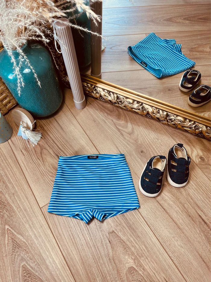 Taille 6 mois boxer maillot de bain garçon Kiabi bleu et blanc * rayures * 💙