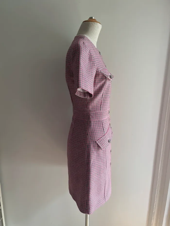 Robe Maje pied-de-poule rose 36 (convient 34) - photo numéro 4
