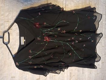 Blouse Noire avec Broderie Femme Taille 44