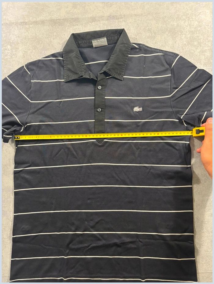 Polo Lacoste Vintage noir avec rayure blanche Taille S - photo numéro 9
