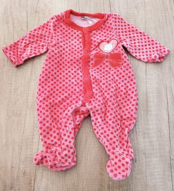 Pyjama grenouillère velours rose rouge fille taille 1 mois Orchestra