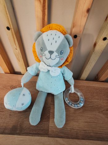 Lion mots d enfants turquoise et gris 