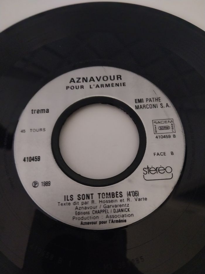 45T Aznavour – Pour toi Arménie (1989) - photo numéro 10