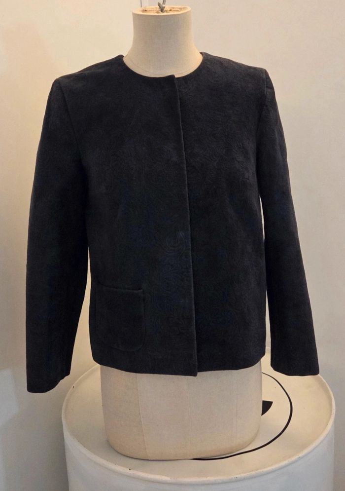 Veste & Other Stories cuir velours bleu marine – T34 – chic & intemporelle - photo numéro 2