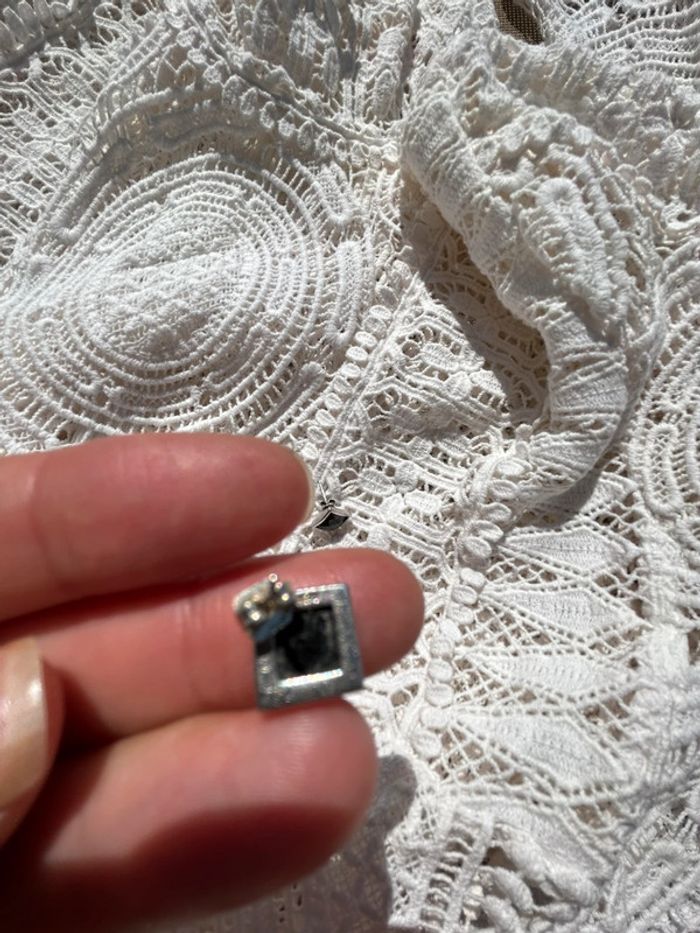 Boucles d oreilles losange noires en argent - photo numéro 4