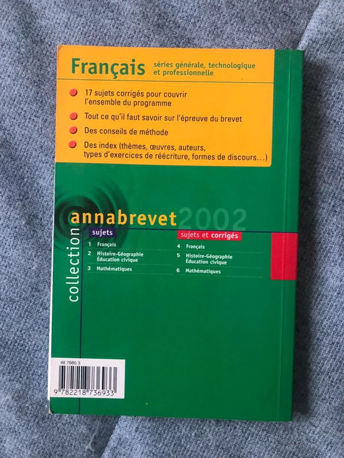 Annabrevet sujets & corriges - français - séries générale, technologique et professionnelle - photo numéro 3