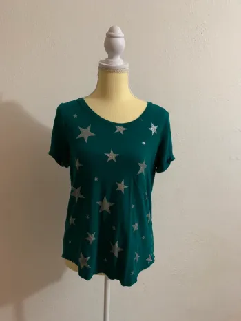 T-shirt vert à étoiles argentées - Street One – Taille 38