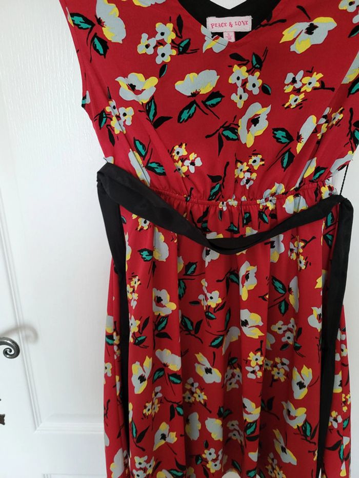 Robe rouge fleurie Peace & Love - photo numéro 3