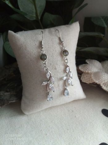 Boucles d'oreilles labradorite et cascade de zircons