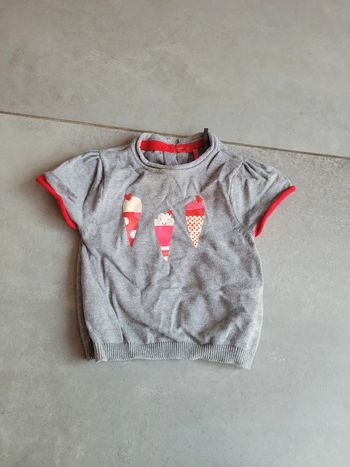 T shirt manche court effet petit pull bébé fille 71 cm