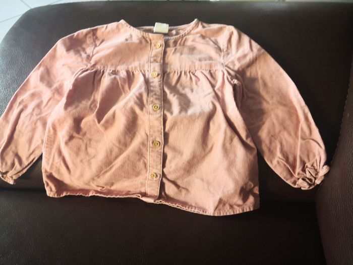 Blouse velours rose H&M 12-18 mois