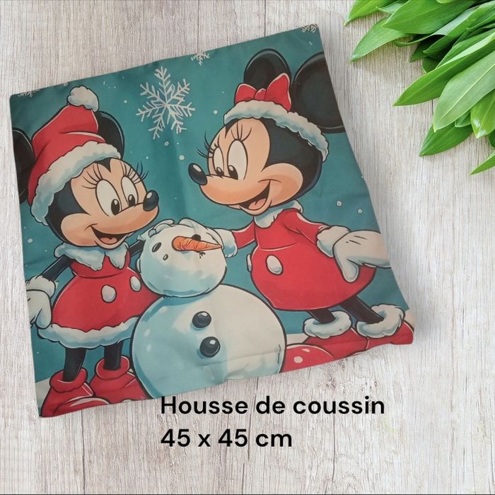 Housse de coussin Minnie et Mickey mouse Disney noël