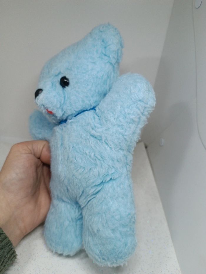 Nounours ours Teddy Bear ourson bleu blue ciel clair vintage boulgom minouche tire langue - photo numéro 4