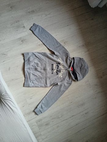 Sweat 14 ans fille gilet fermeture éclair capuche gris Tissaia