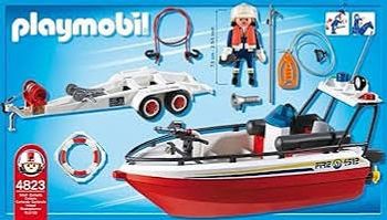 Playmobil Bateau de pompiers sur remorque 4823