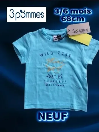T-shirt 3/6 mois 3 pommes neuf