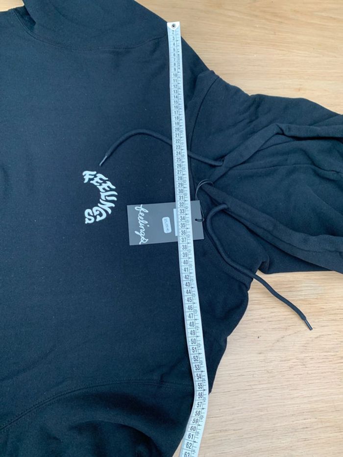 Pull 100 coton noir capuche poche ventral taille xl idéal cadeau - photo numéro 5