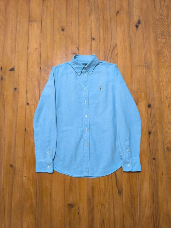 Chemise Manches longues - Custom Fit - Ralph Lauren - Logo brodé premium - Bleu clair - Taille M - photo numéro 3