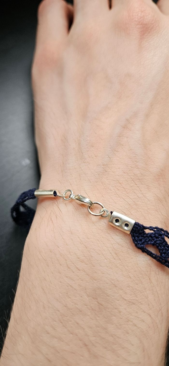 Bracelet dentelle bleu marine avec perles et motif étoile – bijou fantaisie - photo numéro 3