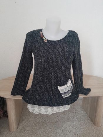Pull 💫avec doublure 💫jolies boutons multicolore 💫Vintage 💫Taille 38