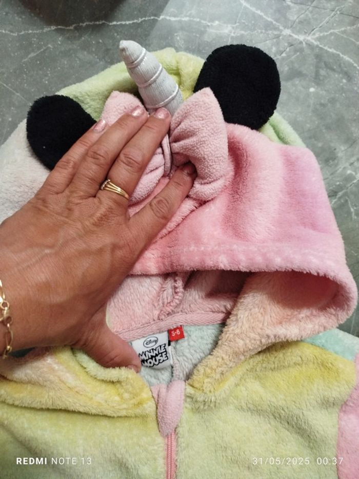 Pyjama chaud hiver combi licorne 1 pièce velours tout doux fille Disney Minnie 5/6 ans - photo numéro 2