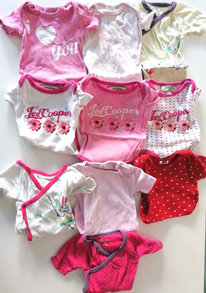 Lot de 10 bodies manches courtes 3 mois fille - photo numéro 2